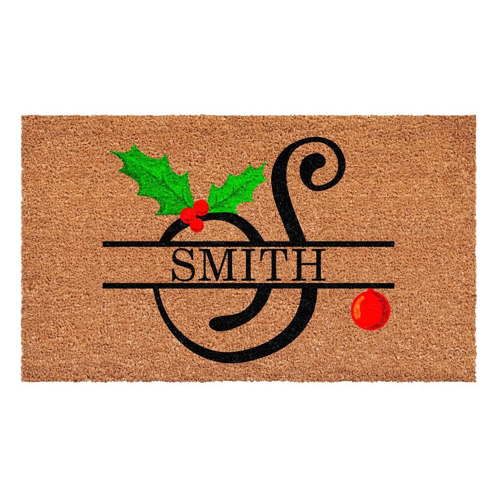 Christmas Holly 36 in. x 24 in. Coir Monogrammed Letter S Door Mat price history on PriceWatchPro