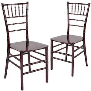 Mahogany Flat Seat Resin Chiavari Chairs (Set of 2)