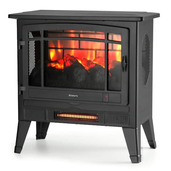 TURBRO Suburbs TS25 Electric Fireplace Infrared Space Heater with Adjustable Flame Effects, Timer, Remote Control
