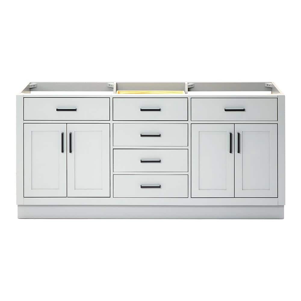 Ariel Hepburn 72" Gray Double Sink Freestanding Vanity Cabinet