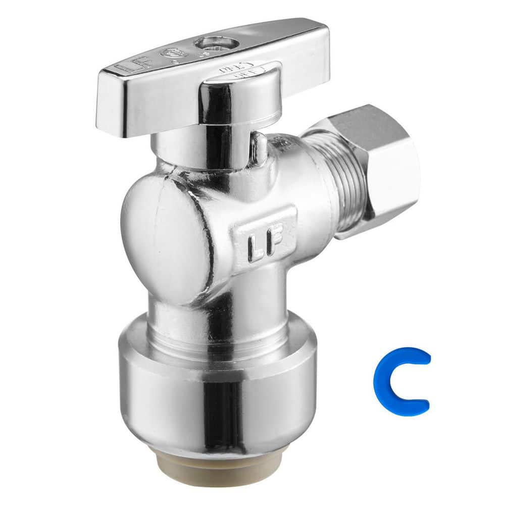 Angle Stop Valve, Push-to-Connect Water Shut Off Valve 1/2 in. PTC x 3/8 in. OD Compression, 1/4 Turn Shutoff Valves price history on PriceWatchPro