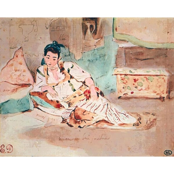 Delacroix's Frauen Von Algier in Pinks by Grotto Studios Unframed Graphic Print Poster Art Print 16 in. x 20 in.