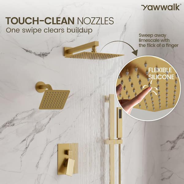YAWWALK 3-Spray 10 and 6 in. Wall Mount Dual Shower Heads and