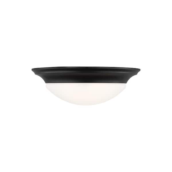 Generation Lighting Nash 16.75 in. 3-Light Midnight Black Flush Mount