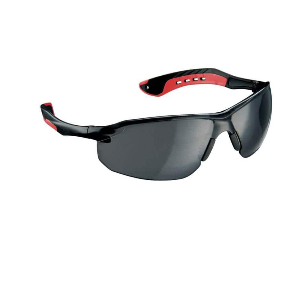 3M Flat Temple Eyewear Anti-Scratch, Black/Red with Gray Lens