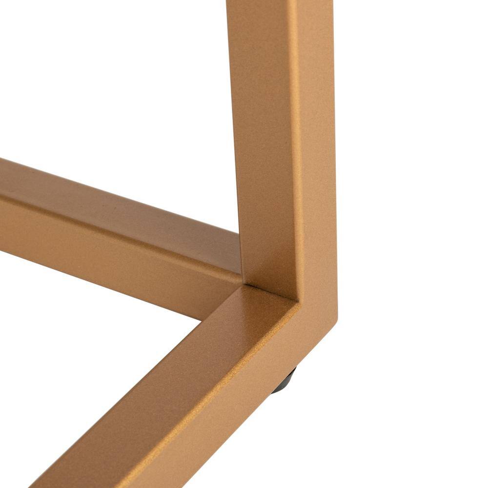 Transitional Walnut & Gold Rectangular Console Table with Storage