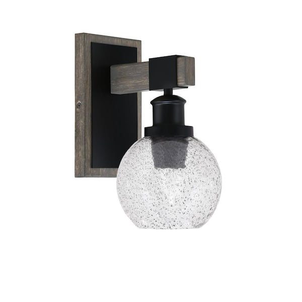 Unbranded Richmond 5.75 in. 1-Light Matte Black and Painted Distressed Wood-look Metal Wall Sconce with Standard Shade