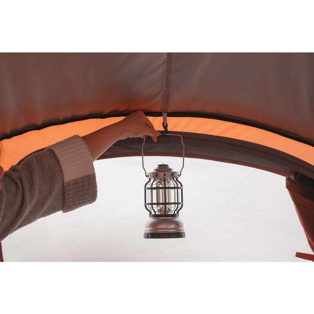EchoSmile 4-Person Black and Orange Pop Up Camping Tent