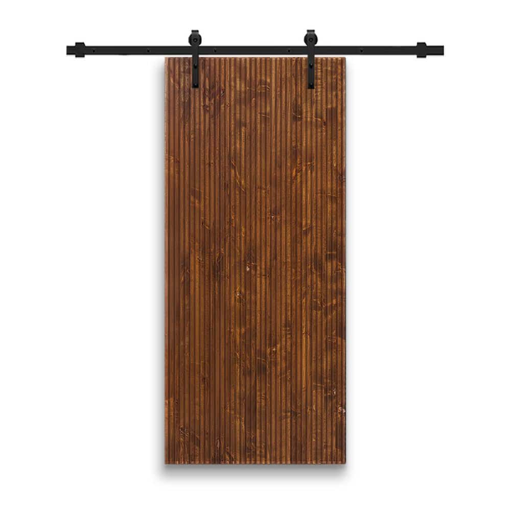 Japanese 36 in. x 84 in. Pre Assemble Walnut Stained Wood Interior Sliding Barn Door with Hardware Kit price history on PriceWatchPro