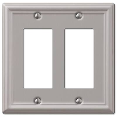 Double Decorator Brushed Nickel Screwless Wall Plate No Visible Screws Switch Plate Outlet Cover 