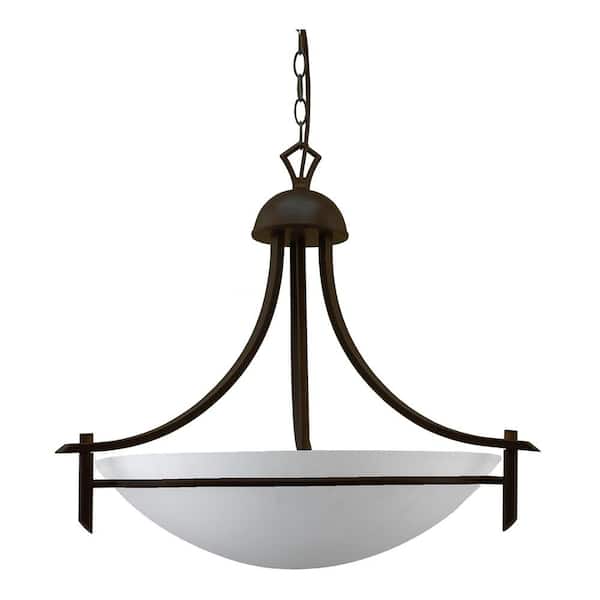 Unbranded 3-Light Oil-Rubbed Bronze Chandelier with Etched Dove White Glass Shade
