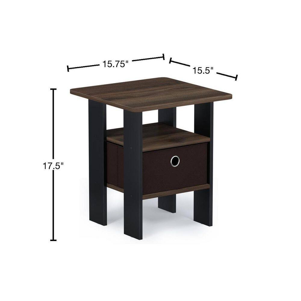 French Oak Grey and Black Storage End Table - thumbnail 9