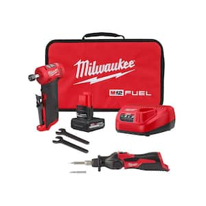 M12 FUEL 12V Lithium-Ion 1/4 in. Cordless Right Angle Die Grinder Kit with M12 Lithium-Ion Cordless Soldering Iron