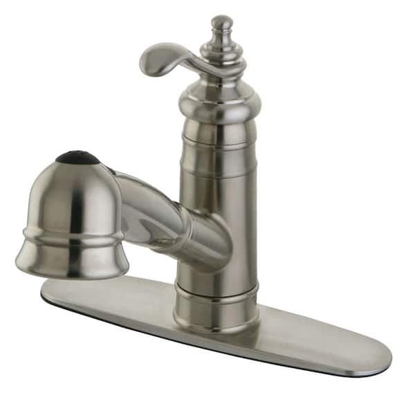 Kingston Brass Templeton Single-Handle Pull-Out Sprayer Kitchen Faucet in Brushed Nickel