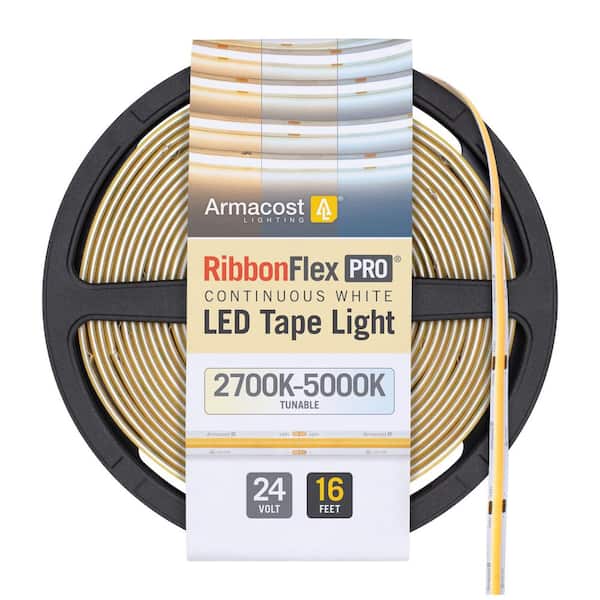 Armacost Lighting RibbonFlex Pro 24-Volt Tunable White COB 16.4 ft. Hardwired Dimmable Cuttable Color-Changing Integrated LED Strip Light