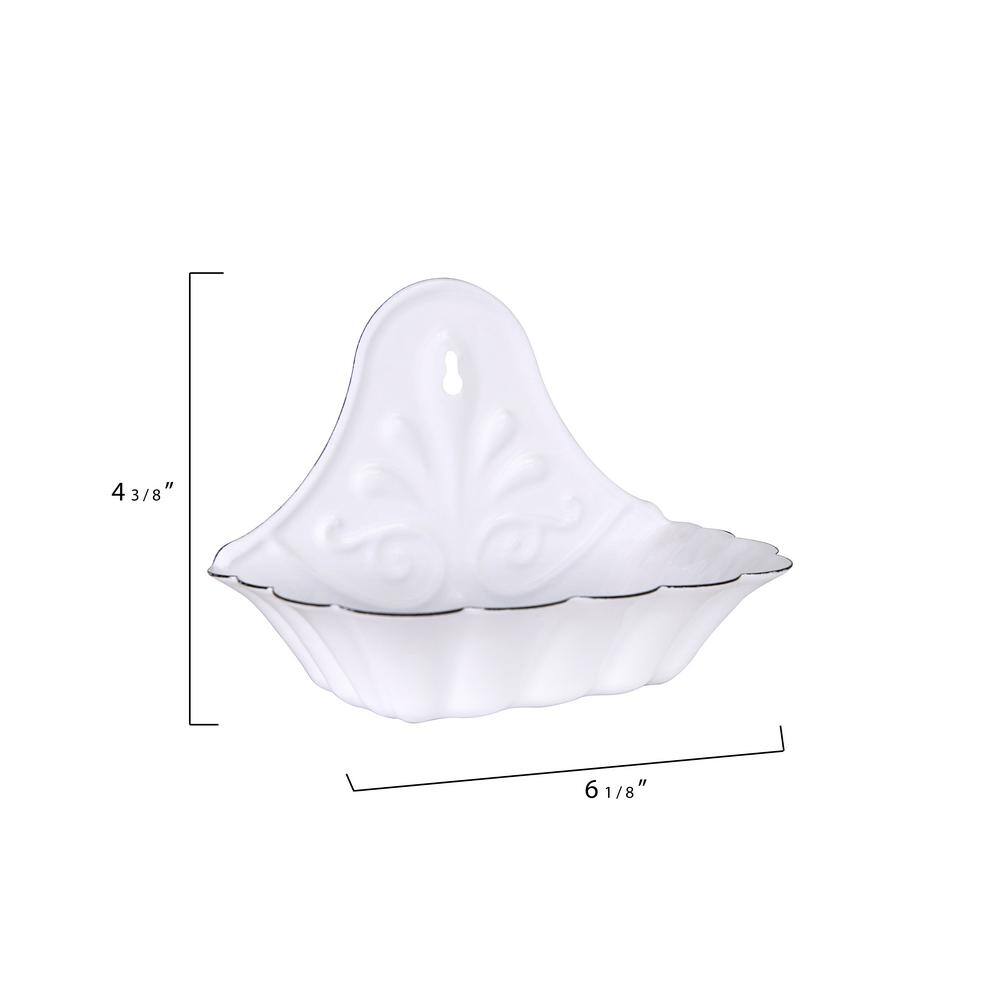 White Ceramic Wall-Mounted Soap Dish with Scalloped Edges