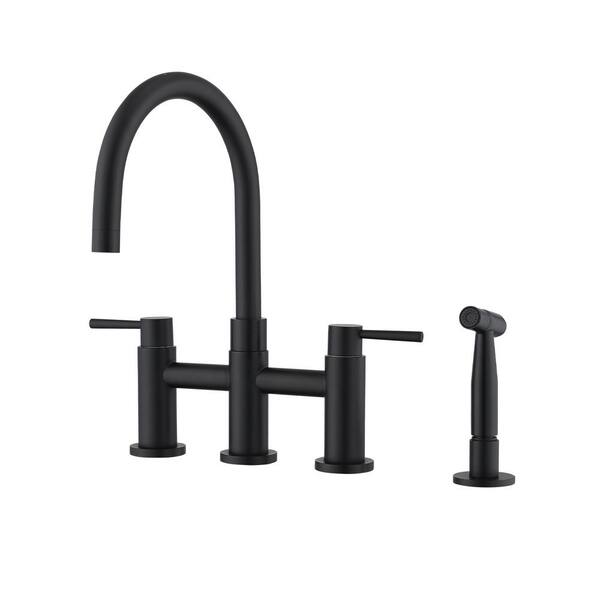 Tahanbath DoubleHandle Gooseneck Spout Swivels 360Degree Bridge