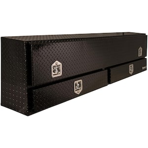 88 in. Black Diamond Tread Aluminum Top Mount Truck Tool Box with Drawer