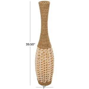 40 in. Brown Handmade Tall Woven Floor Seagrass Decorative Vase
