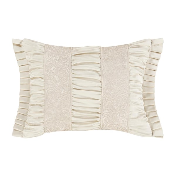 Unbranded Valdez Alabaster Polyester Jacobean Boudoir Decorative Throw Pillow 15 in. L x 20 in. W