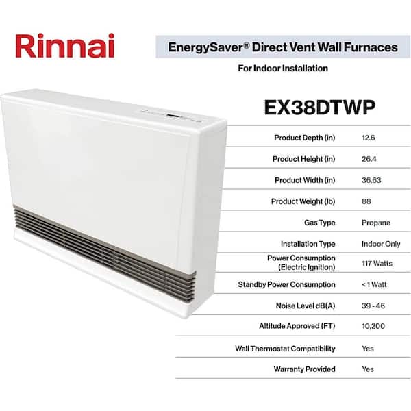 Rinnai EX38DTWP 36,500 BTU Energy Star Certified Liquid Propane Heater