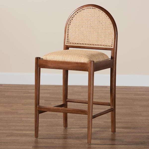Maryland 22.8 in. Natural Rattan and Wood Counter Stool