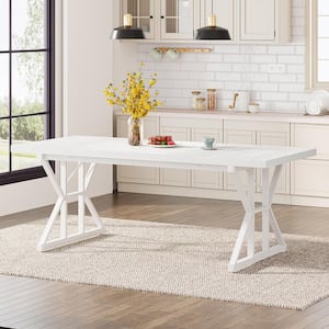 Roesler White Wood 70.86 in. W 4 Legs Long Dining Table Seats 6-8 Living Room, Dining Room