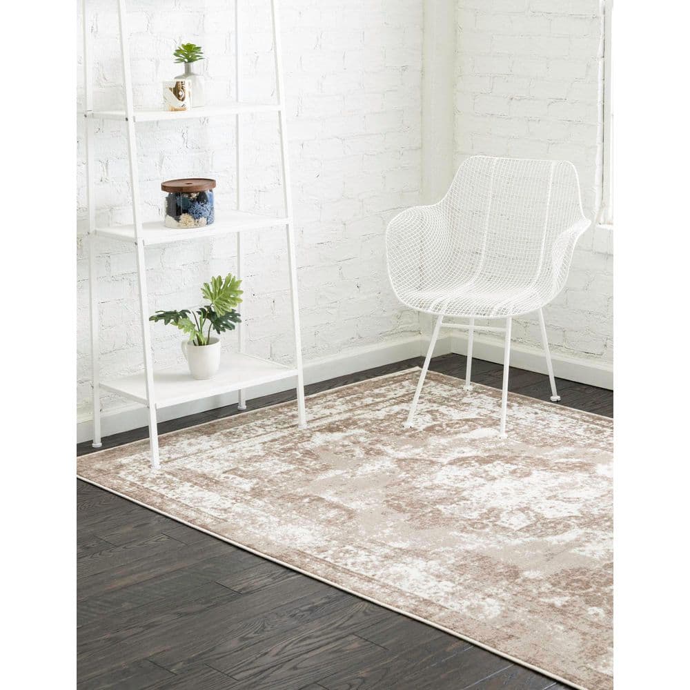 Salle Garnier Beige Rectangular Stain-Resistant Area Rug