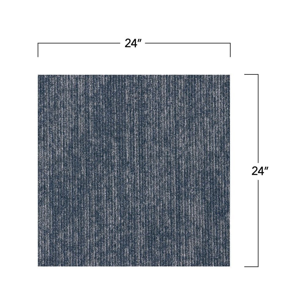 Elite 24" x 24" Navy Blue Textured Nylon Carpet Tile