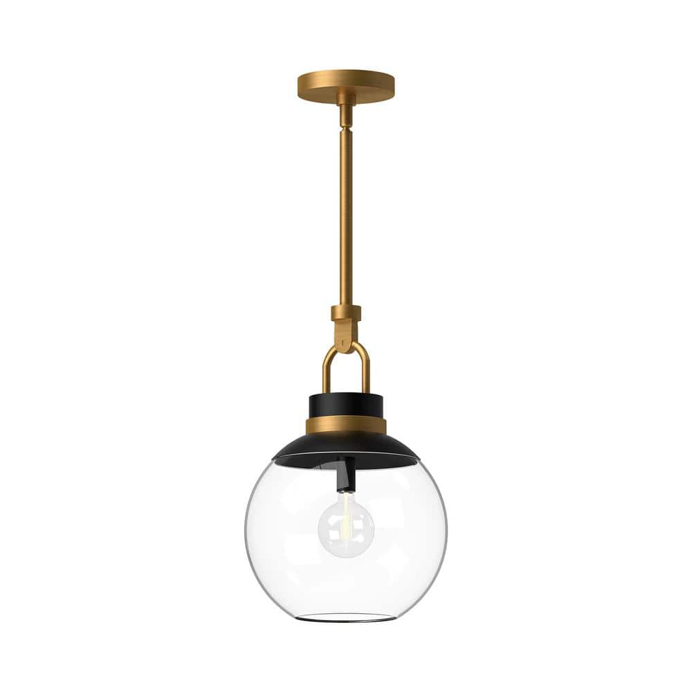 Copperfield 12 in. 1 Light 60-Watt Aged Gold/Clear Glass Pendant Light price history on PriceWatchPro