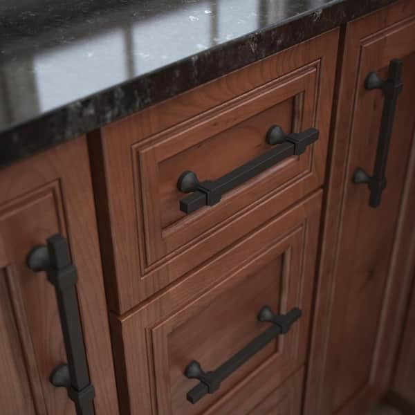 Stepped Square Adjusta-Pull 1-3/8 to 6-5/16 in. (35-160 mm) Classic Matte Black Adjustable Cabinet Drawer Pull