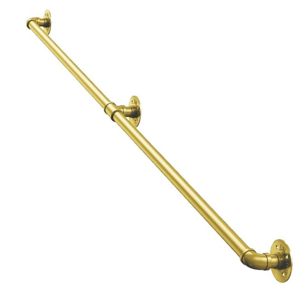 3 ft. Gold Galvanized Iron Handrail Wall-Mounted Stair Railing Indoor ...