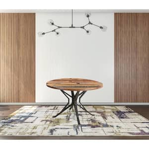 Brown Solid Wood 48 in. Pedestal Dining Table Seats 4