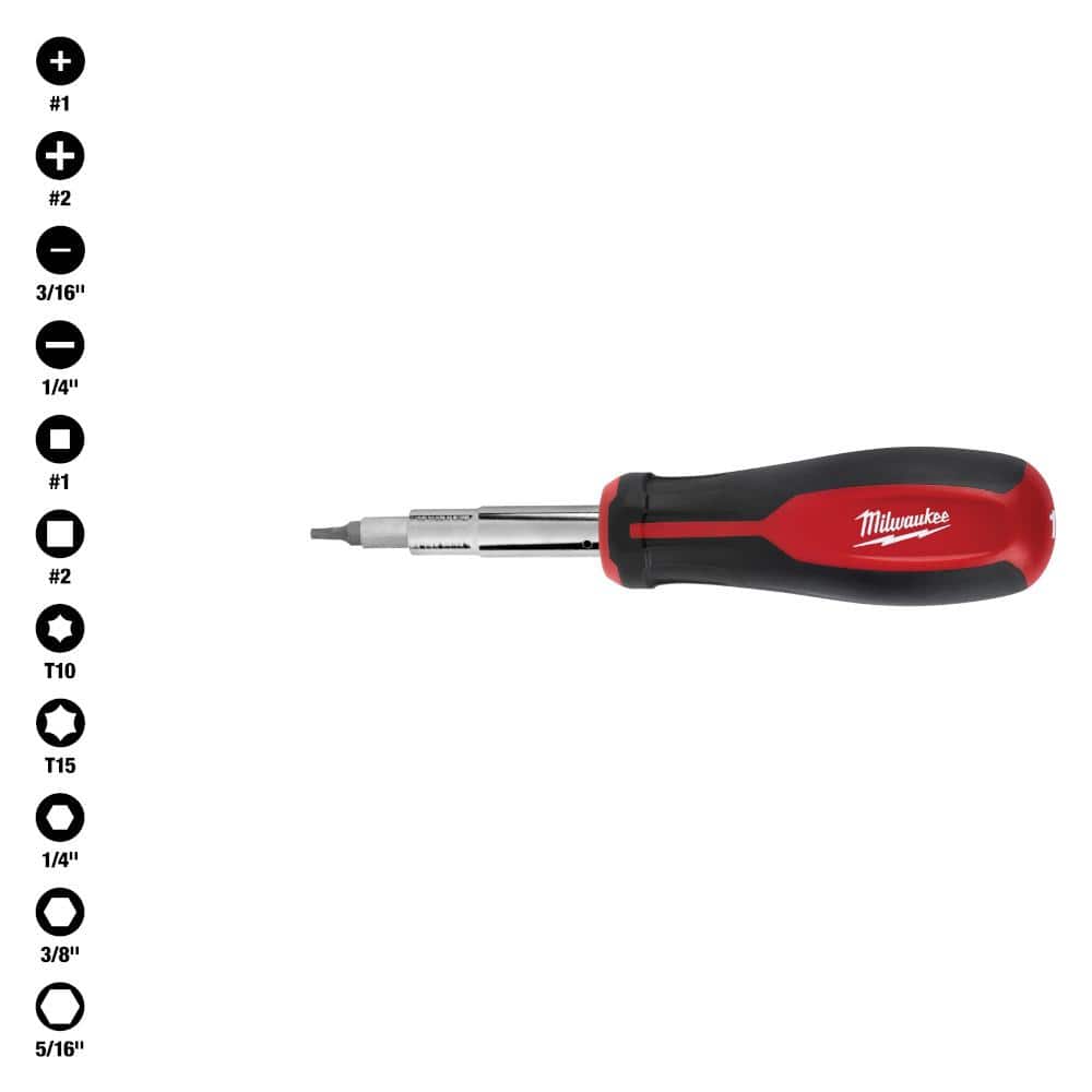 Milwaukee 11-in-1 Multi-Tip Screwdriver with Square Drive Bits 48