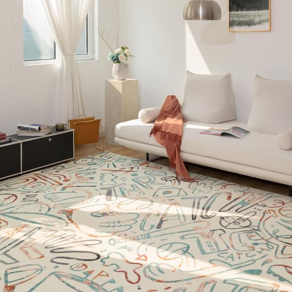 Sportsglyphs 5 ft. x 7  ft. Multi Western Area Rug