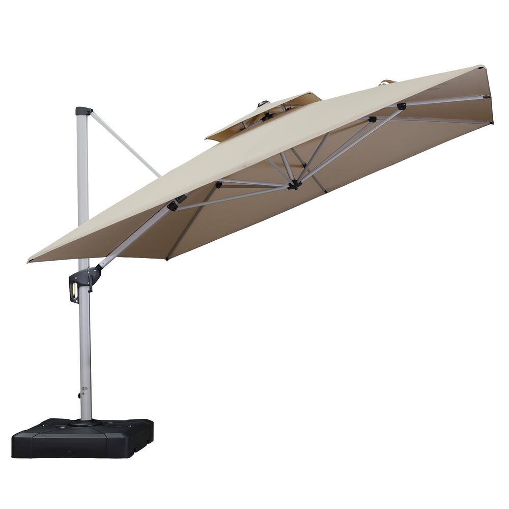 10 ft. x 13 ft. All-aluminum 360° Rotation Silvery Color Cantilever Outdoor Patio Umbrella, Navy Blue