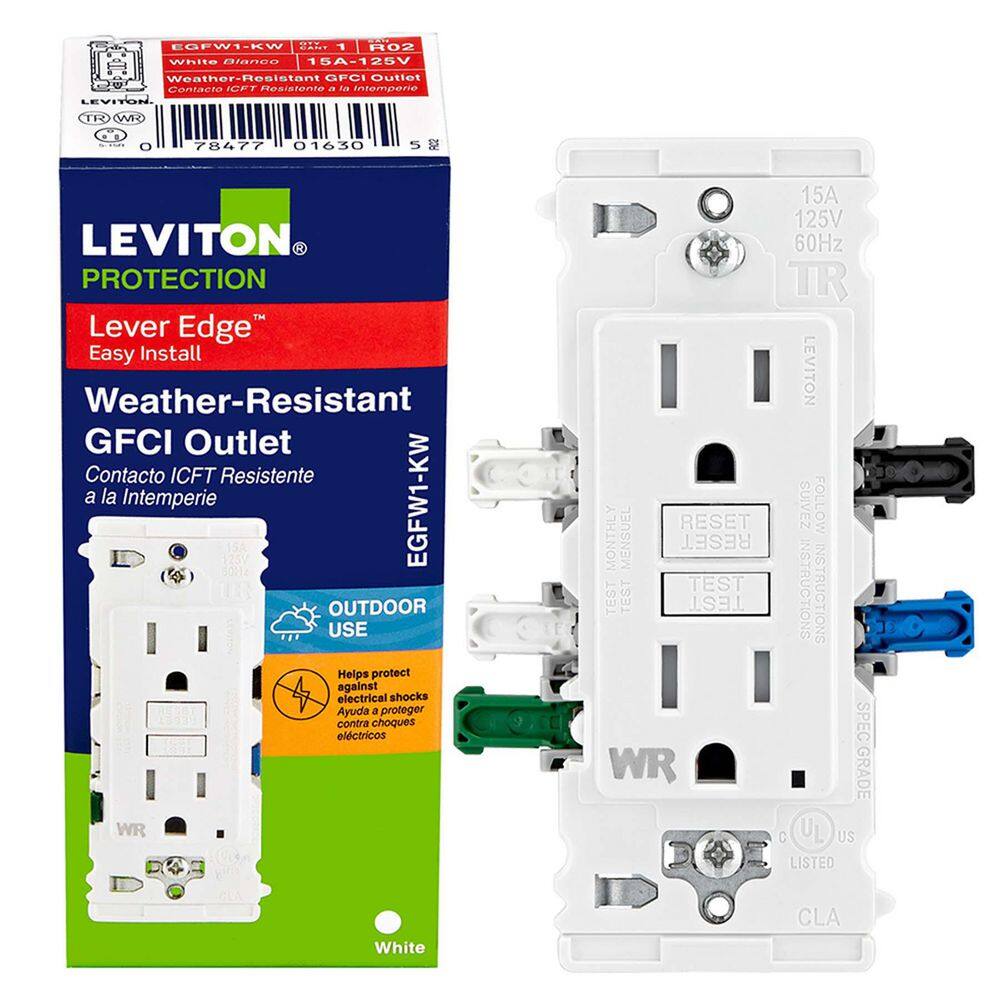 Lever Edge 15 Amp 125 Volt Self-Test Tamper/Weather Resistant GFCI Duplex Outlet/Receptacle, White (1-Pack) EGFW1-KW price history on PriceWatchPro
