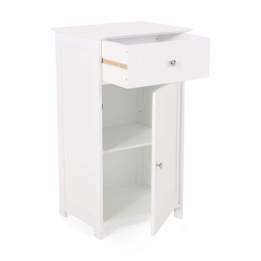 Modern 17 in. W x 13.5 in. D x 30.25 in. H White Linen Cabinet with Shelf a