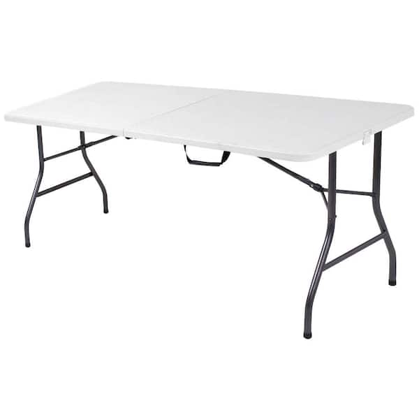 Cosco 72 in. White Speckle Plastic Fold-in-Half Folding Banquet Table