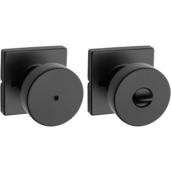 Pismo Square Matte Black Privacy Bed/Bath Door Knob with Lock