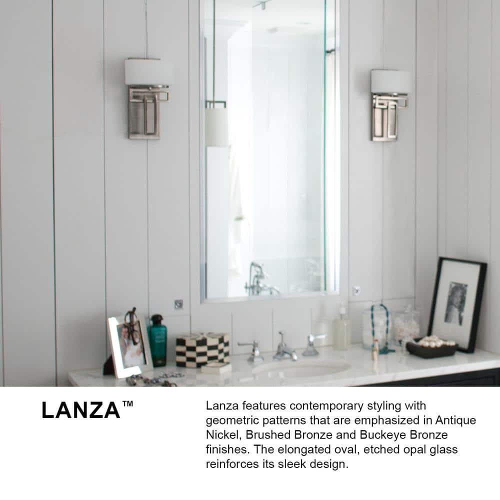 Lanza Antique Nickel 3-Light LED Bath Vanity with Etched Opal Shade