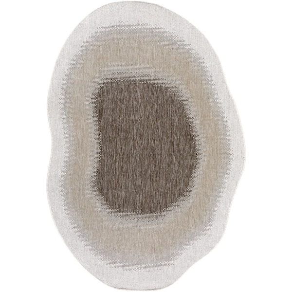 Miami Beach Brown Abstract 6 ft. 7 in. x 9 ft. Indoor/Outdoor Area Rug