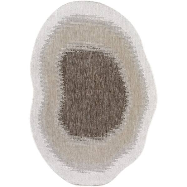 Miami Beach Brown Abstract 7 ft. x 10 ft. Indoor/Outdoor Area Rug