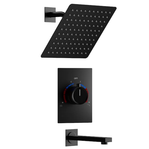 CRANACH 8 in. Wall Mount Single Handle 1-Spray Tub and Shower Faucet 2.5 GPM in. Matte Black (Valve Included)