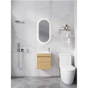 17.30 in. D x 10.20 in. W x 19.90 in. H Plywood Wall-Mounted Bath Vanity in Light Teak with White Resin Top