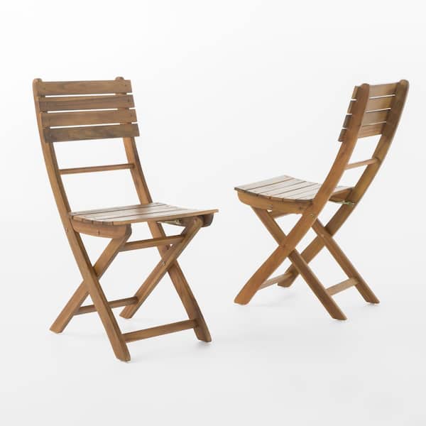 Set of 2 Natural Acacia Wood Folding Dining Chairs-Weather-Resistant Outdoor Patio Chairs for Easy Storage and Hosting