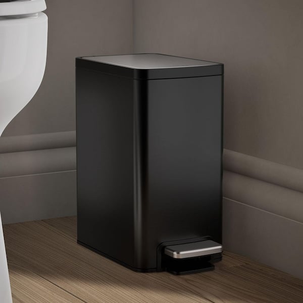 6 l Metal Household Trash Can in Black Stainless