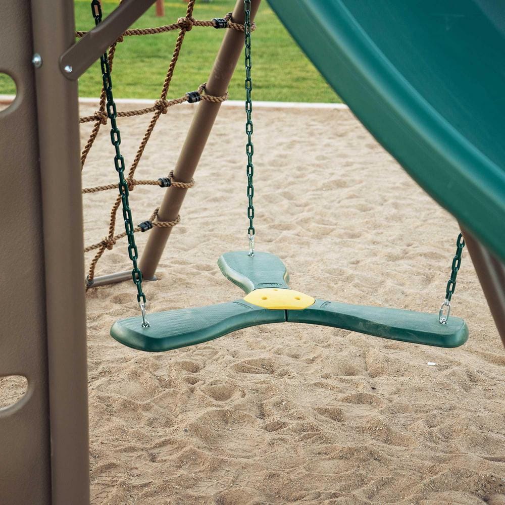 Lifetime Green and Brown Metal Swing Set with Slide and Climbing Wall