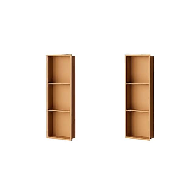 12 in. W x 36 in. H x 4 in. D Stainless Steel Shower Niche, Recessed Niche for Bathroom Storage in Rose Gold (Pack of 2)