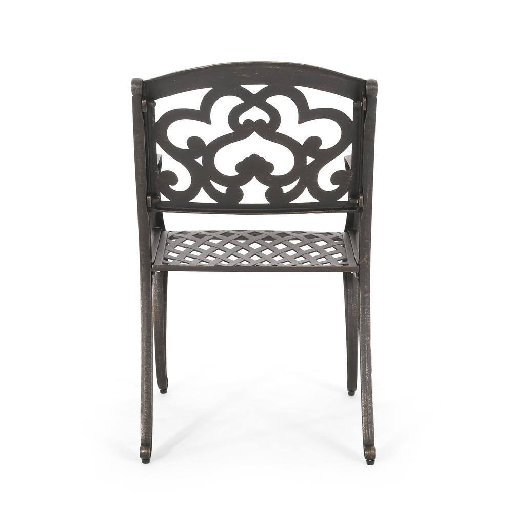Soft Cloud Patina Copper Cast Aluminum Outdoor Dining Chairs, Set of 2